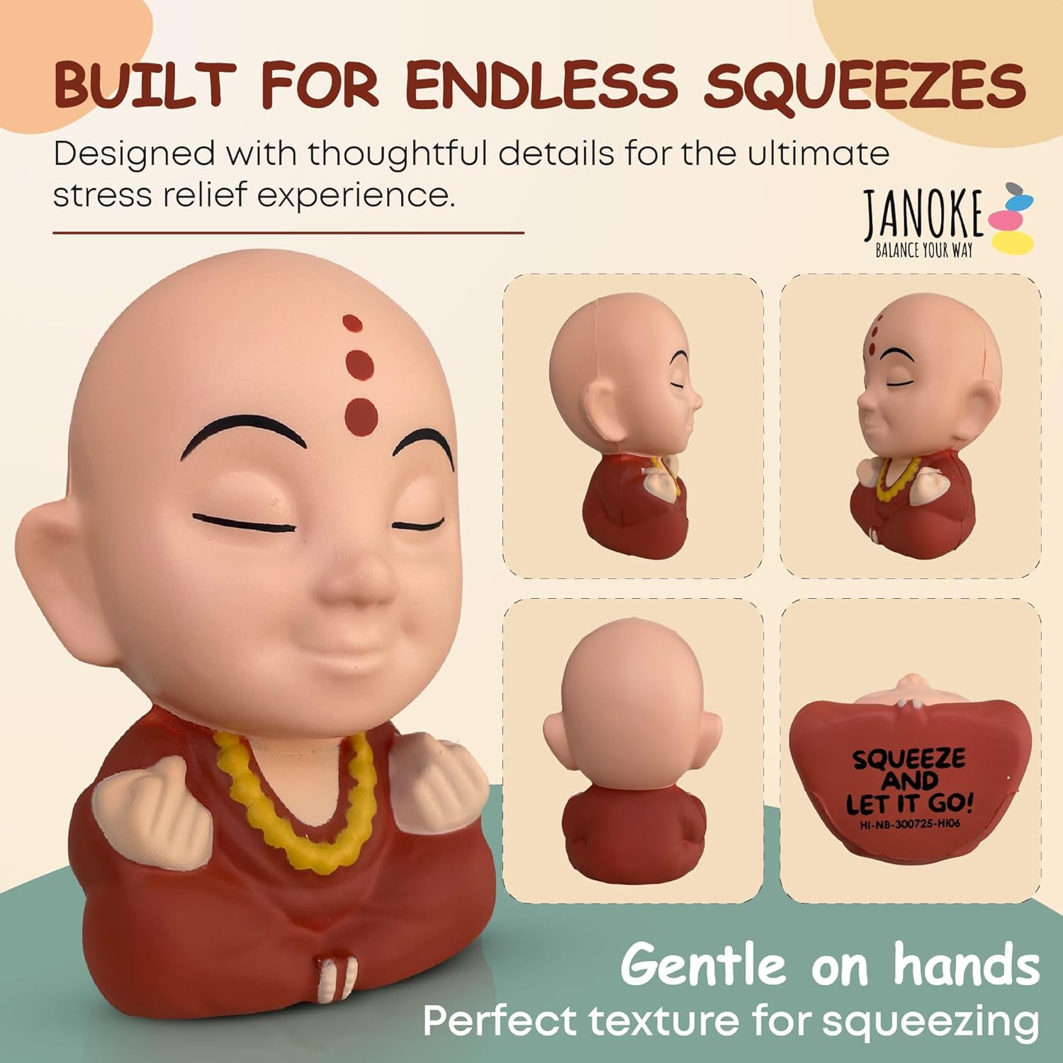 Funny Stress Balls for Adults - Zen Style Squishy Squeeze Toy, Hilarious Gag Gift for Coworkers, Men & Women – Unique Stress Relief Desk Toy
